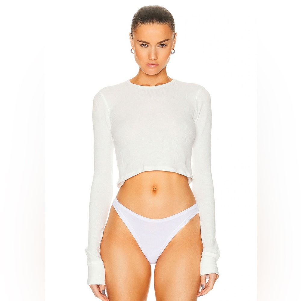 Éterne Ivory Long sleeved Thermal Cropped Top Size Large NWT
